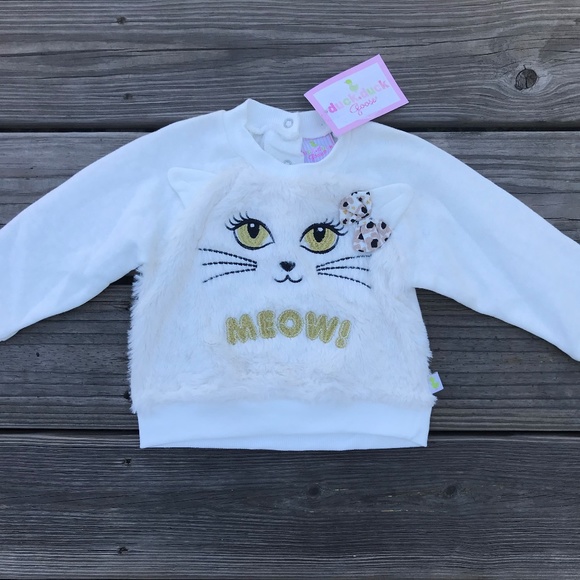 Duck Duck Goose Kids Girl Long Sleeve Shirt MEOW - Picture 3 of 8